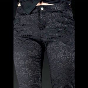 BLACK SATIN FLORAL PANTS FROM DRACULACLOTHING NWOT